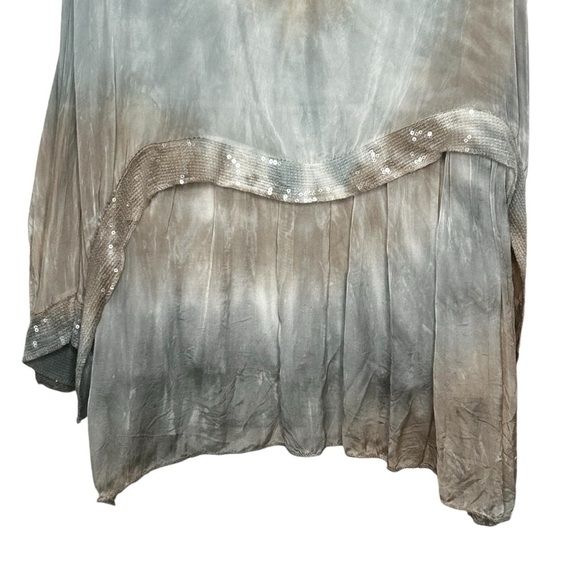 Unbranded Italian Silk Blend Sleeveless Langenlook Tie Dye Taupe/Blue Top Sz M - Picture 4 of 12